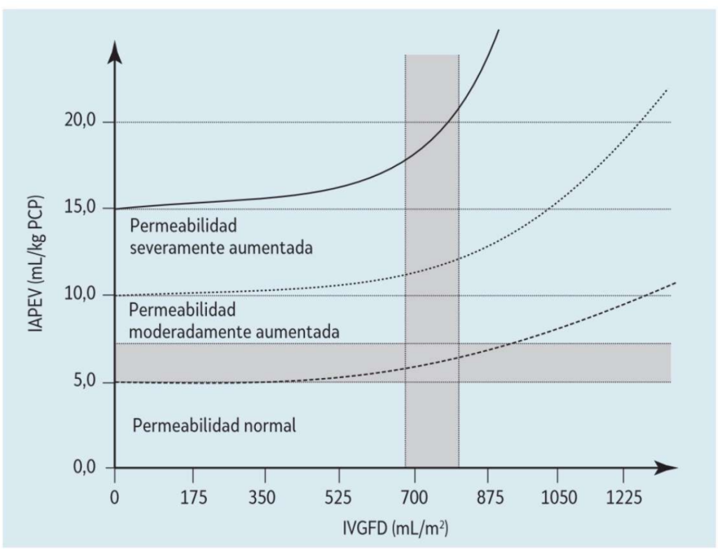 Relaci&oacute;n entre el agua pulmonar extravascular y el volumen global al final de la di&aacute;stole